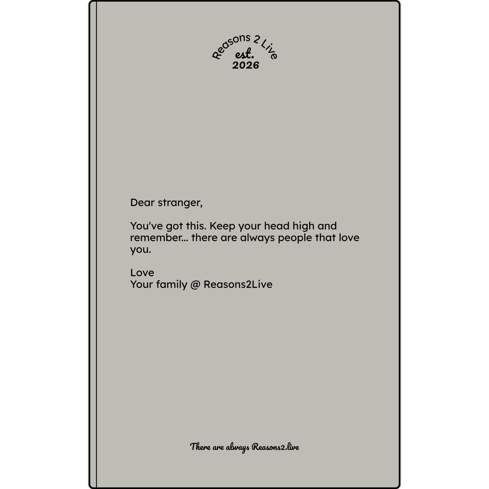 Stranger Letter #1 — Reasons2Live Quote Journal | Limited Monthly Drop