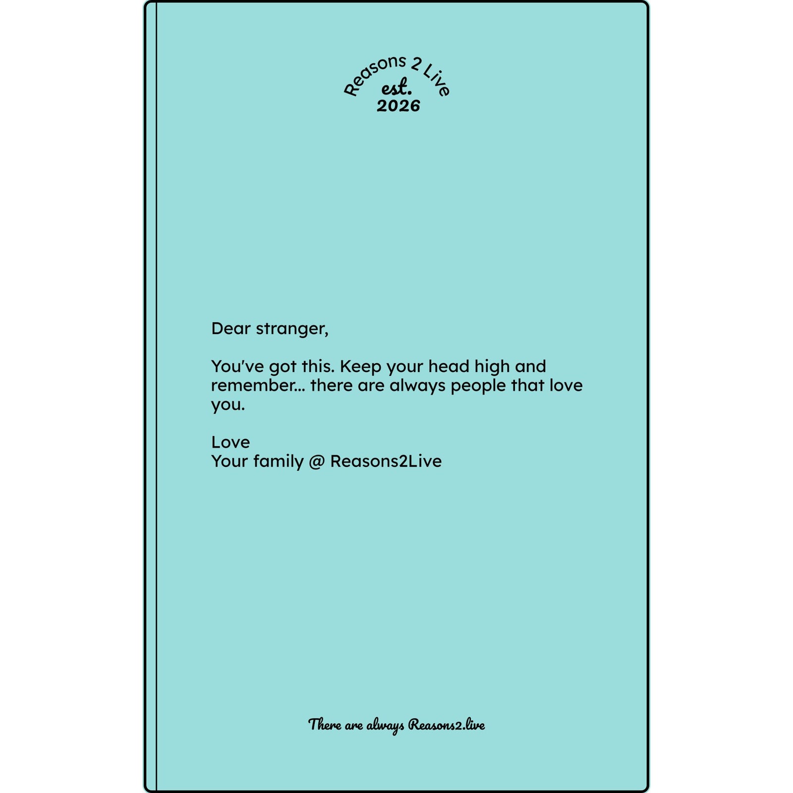 Stranger Letter #1 — Reasons2Live Quote Journal | Limited Monthly Drop