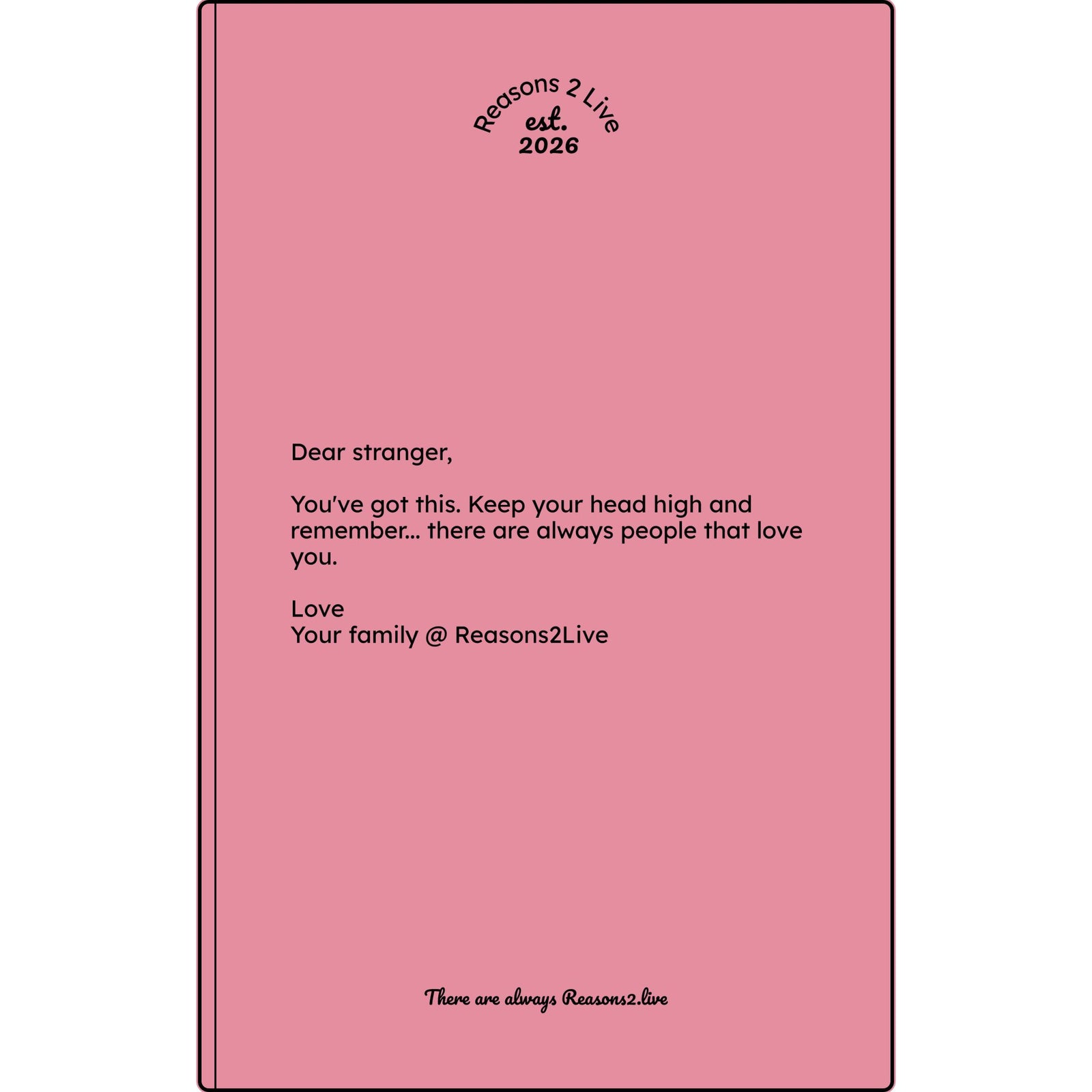 Stranger Letter #1 — Reasons2Live Quote Journal | Limited Monthly Drop