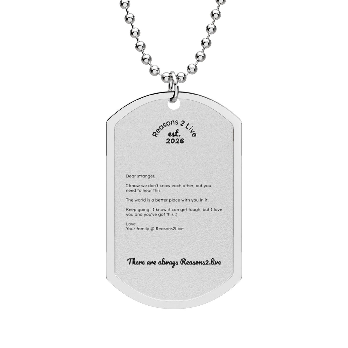 Dear Stranger Letter #1 — Reasons2Live Dog Tag Necklace | Limited Monthly Drop