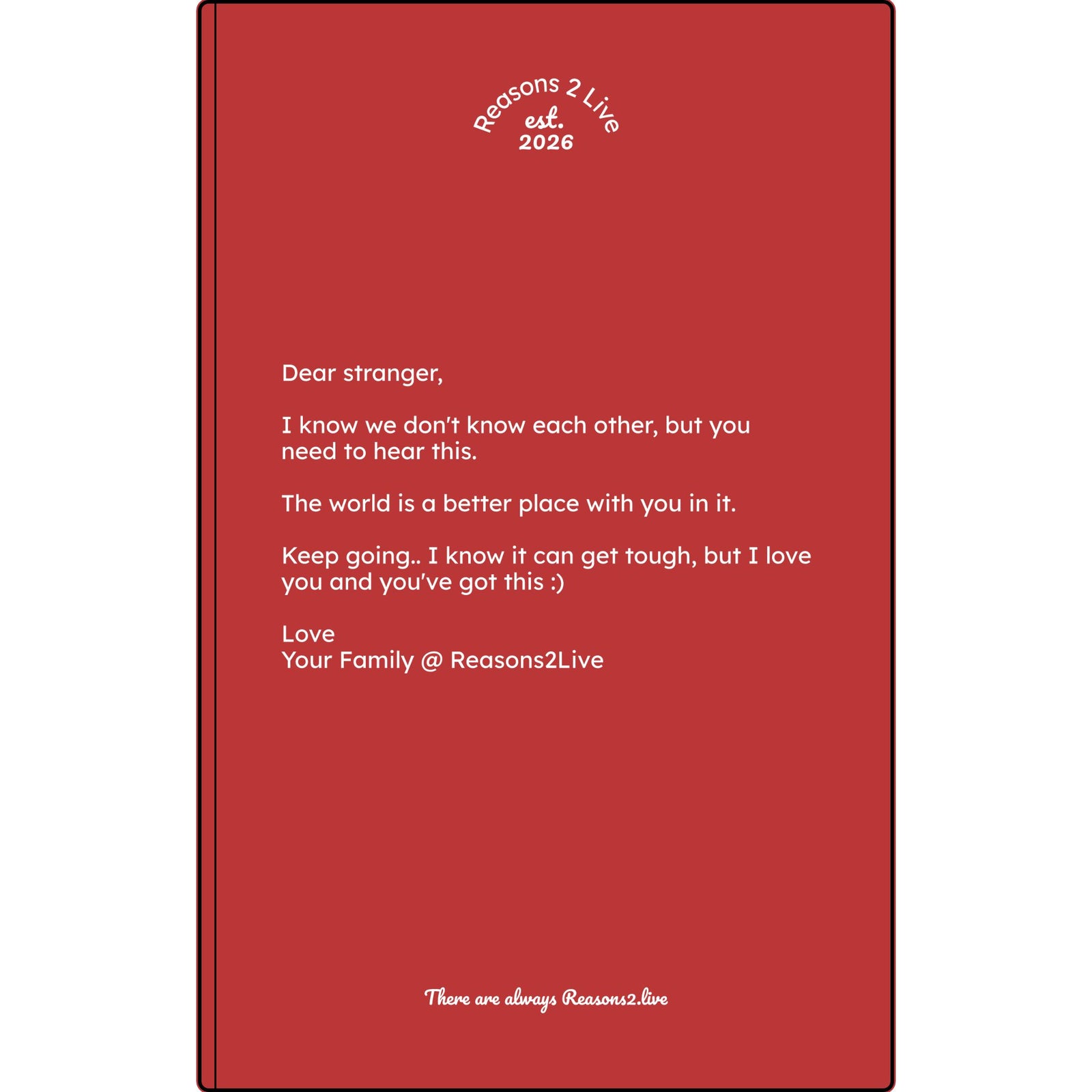 Stranger Letter #2 — Reasons2Live Quote Journal | Limited Monthly Drop
