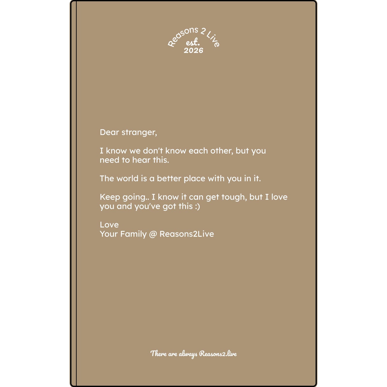 Stranger Letter #2 — Reasons2Live Quote Journal | Limited Monthly Drop