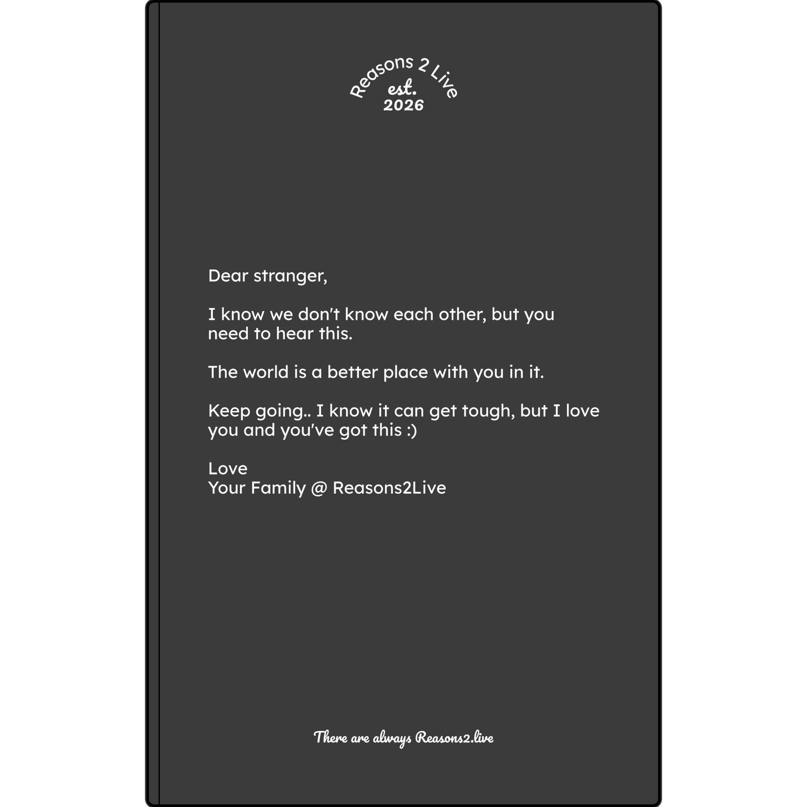 Stranger Letter #2 — Reasons2Live Quote Journal | Limited Monthly Drop