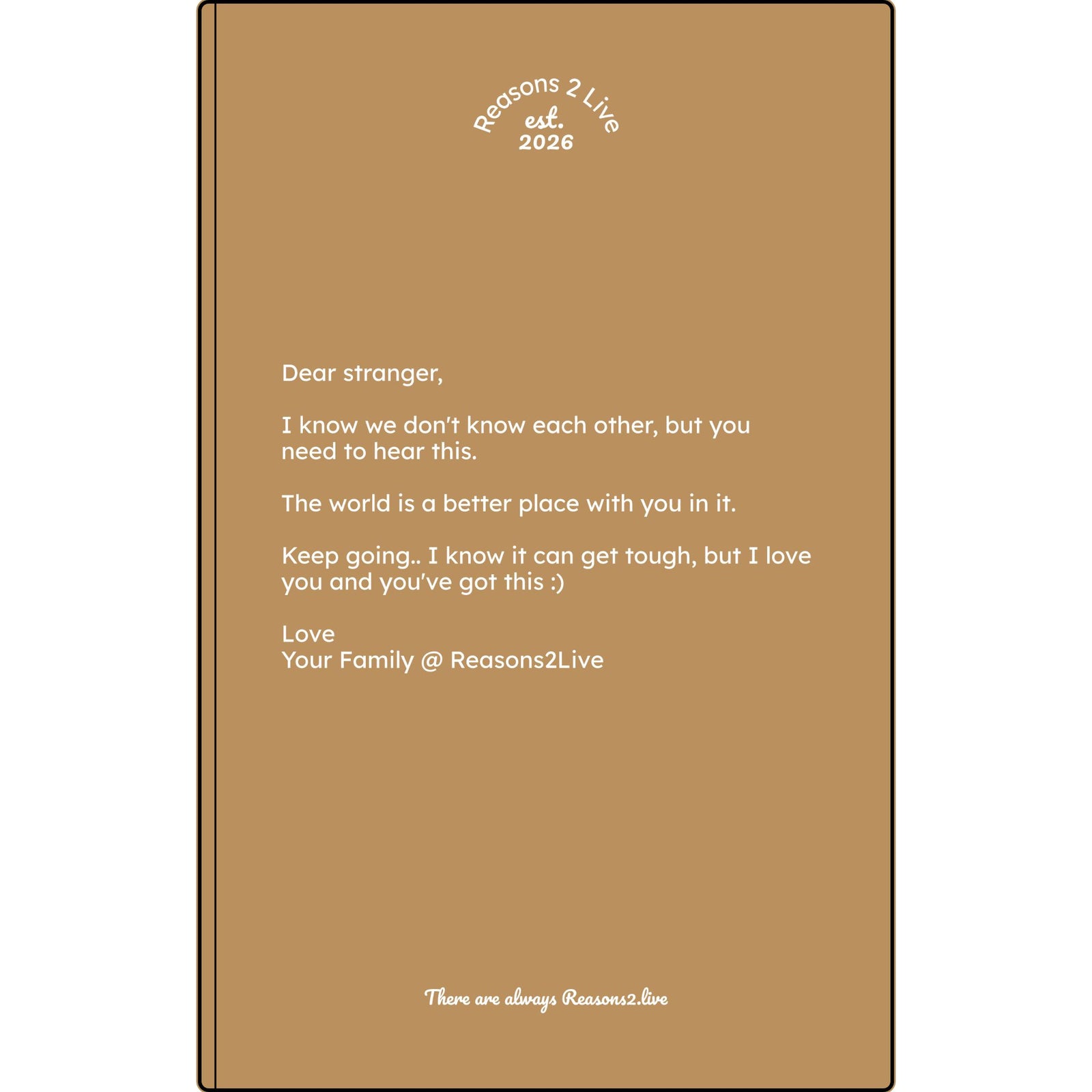 Stranger Letter #2 — Reasons2Live Quote Journal | Limited Monthly Drop