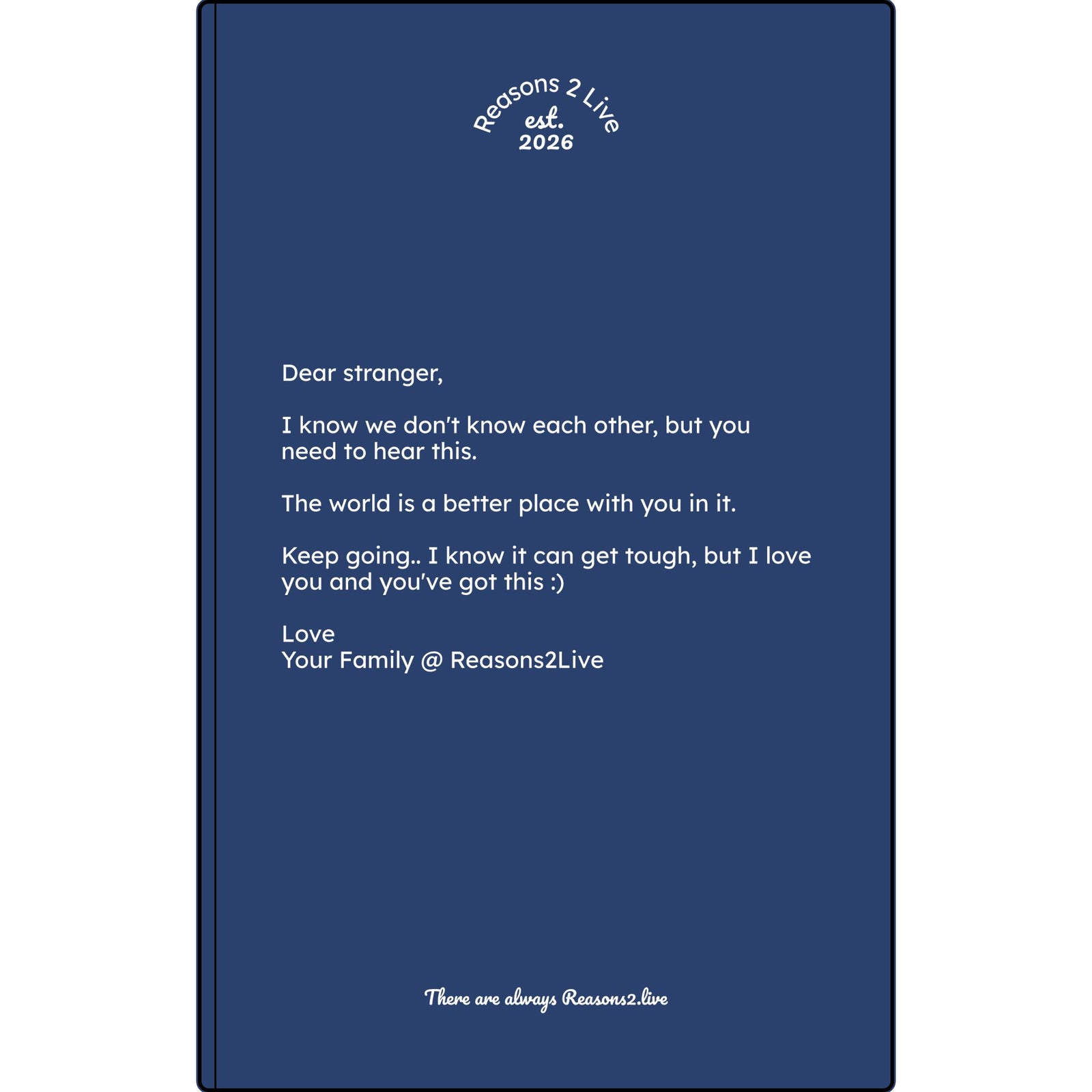Stranger Letter #2 — Reasons2Live Quote Journal | Limited Monthly Drop