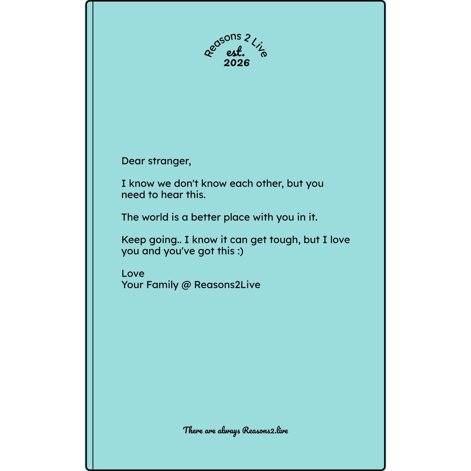 Stranger Letter #2 — Reasons2Live Quote Journal | Limited Monthly Drop