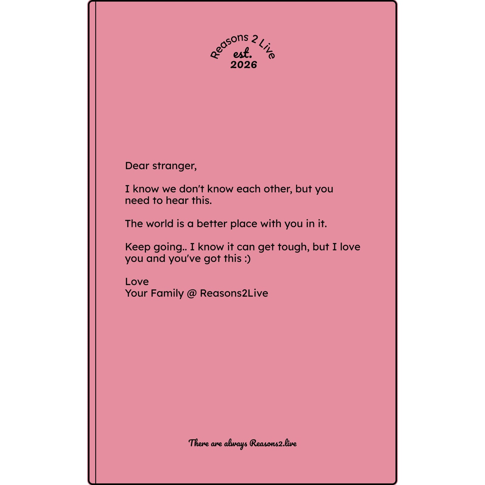 Stranger Letter #2 — Reasons2Live Quote Journal | Limited Monthly Drop
