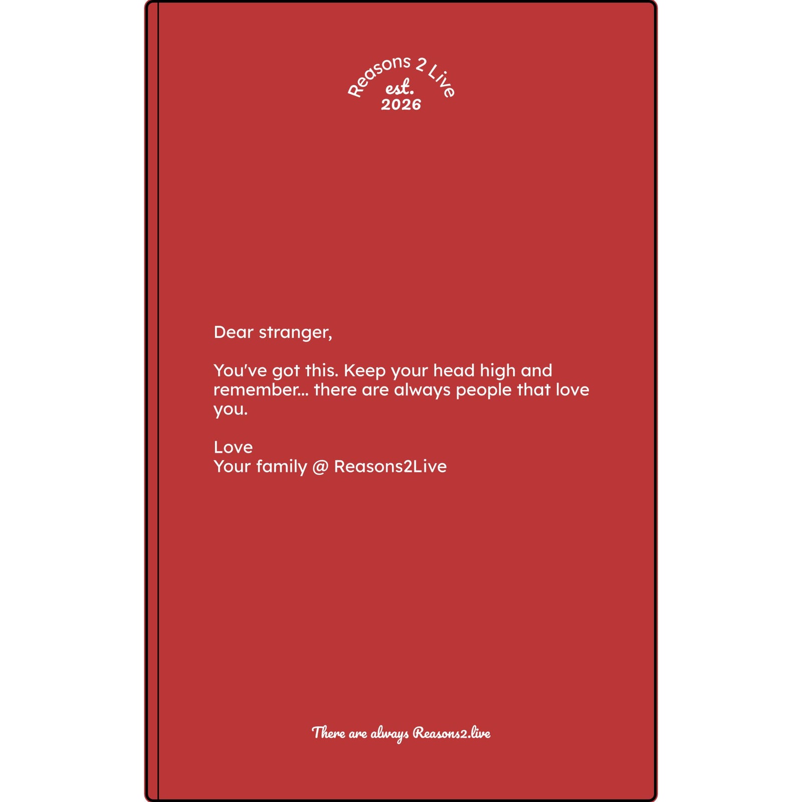 Stranger Letter #1 — Reasons2Live Quote Journal | Limited Monthly Drop