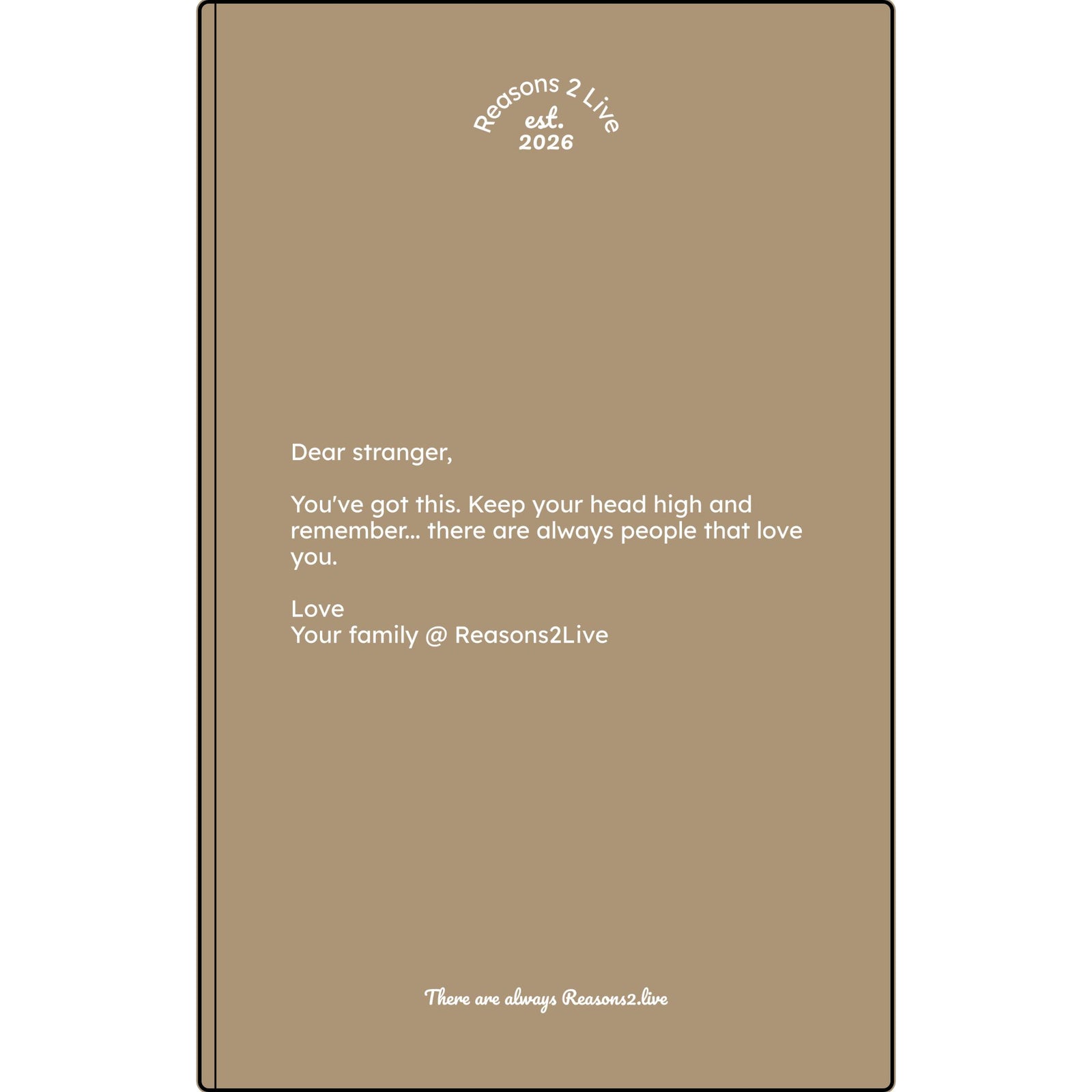 Stranger Letter #1 — Reasons2Live Quote Journal | Limited Monthly Drop