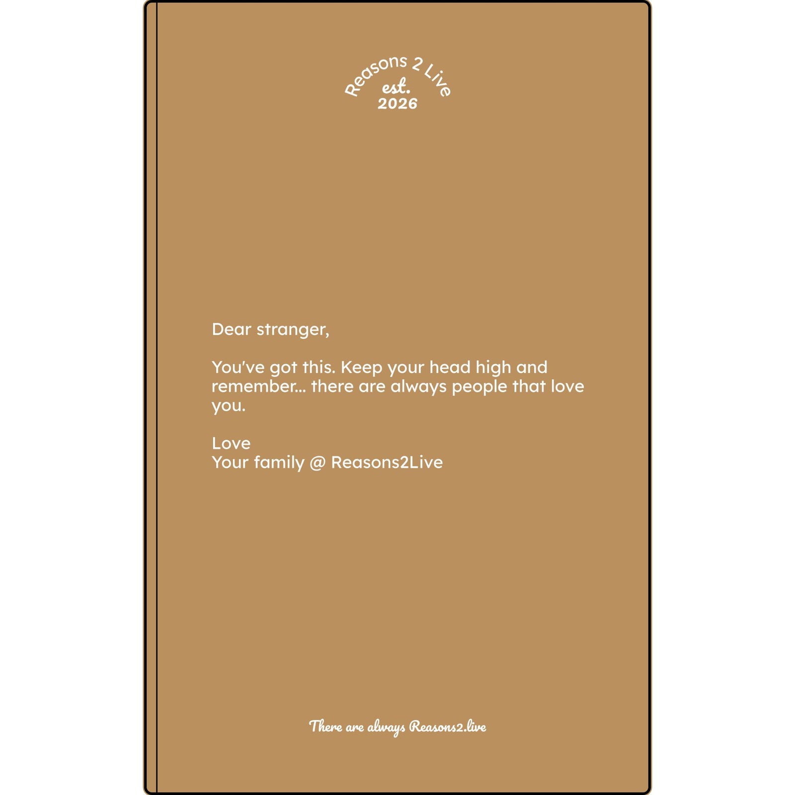 Stranger Letter #1 — Reasons2Live Quote Journal | Limited Monthly Drop