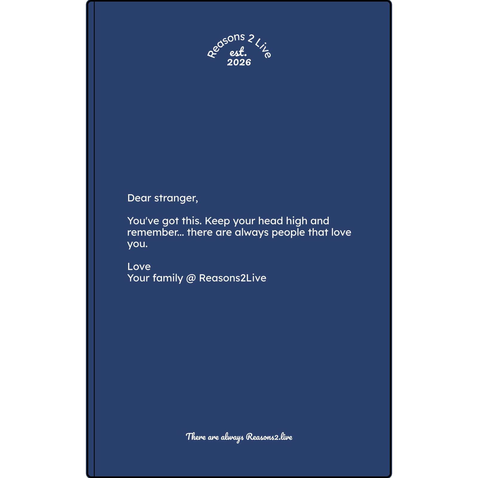 Stranger Letter #1 — Reasons2Live Quote Journal | Limited Monthly Drop