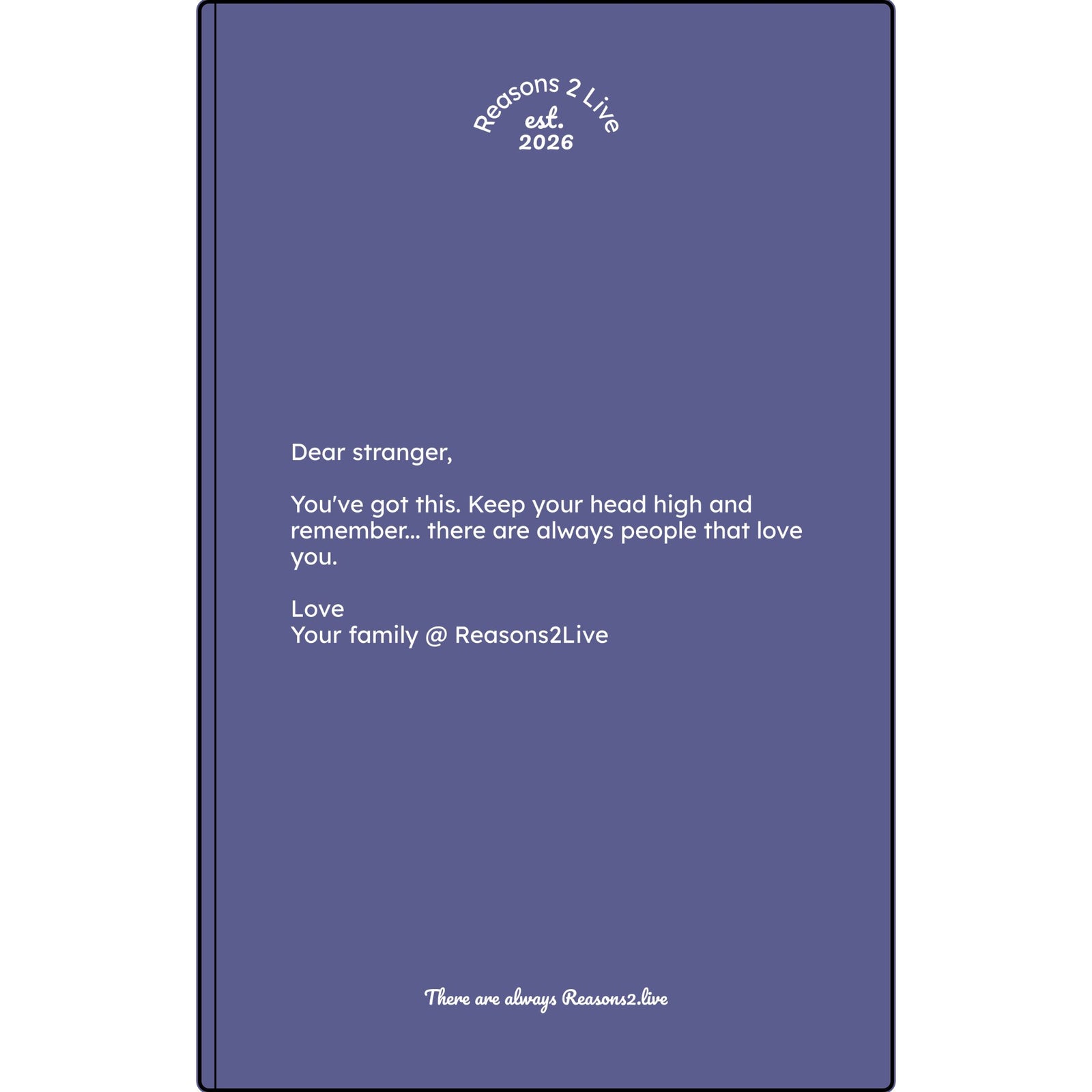 Stranger Letter #1 — Reasons2Live Quote Journal | Limited Monthly Drop
