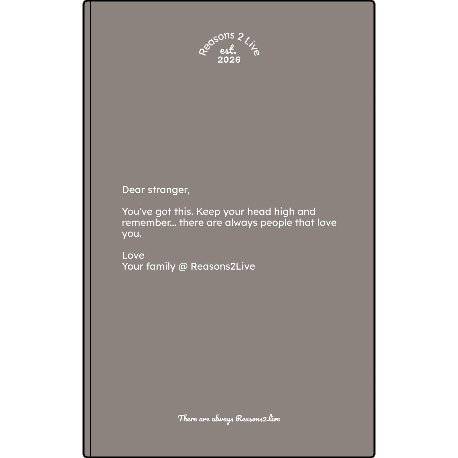 Stranger Letter #1 — Reasons2Live Quote Journal | Limited Monthly Drop
