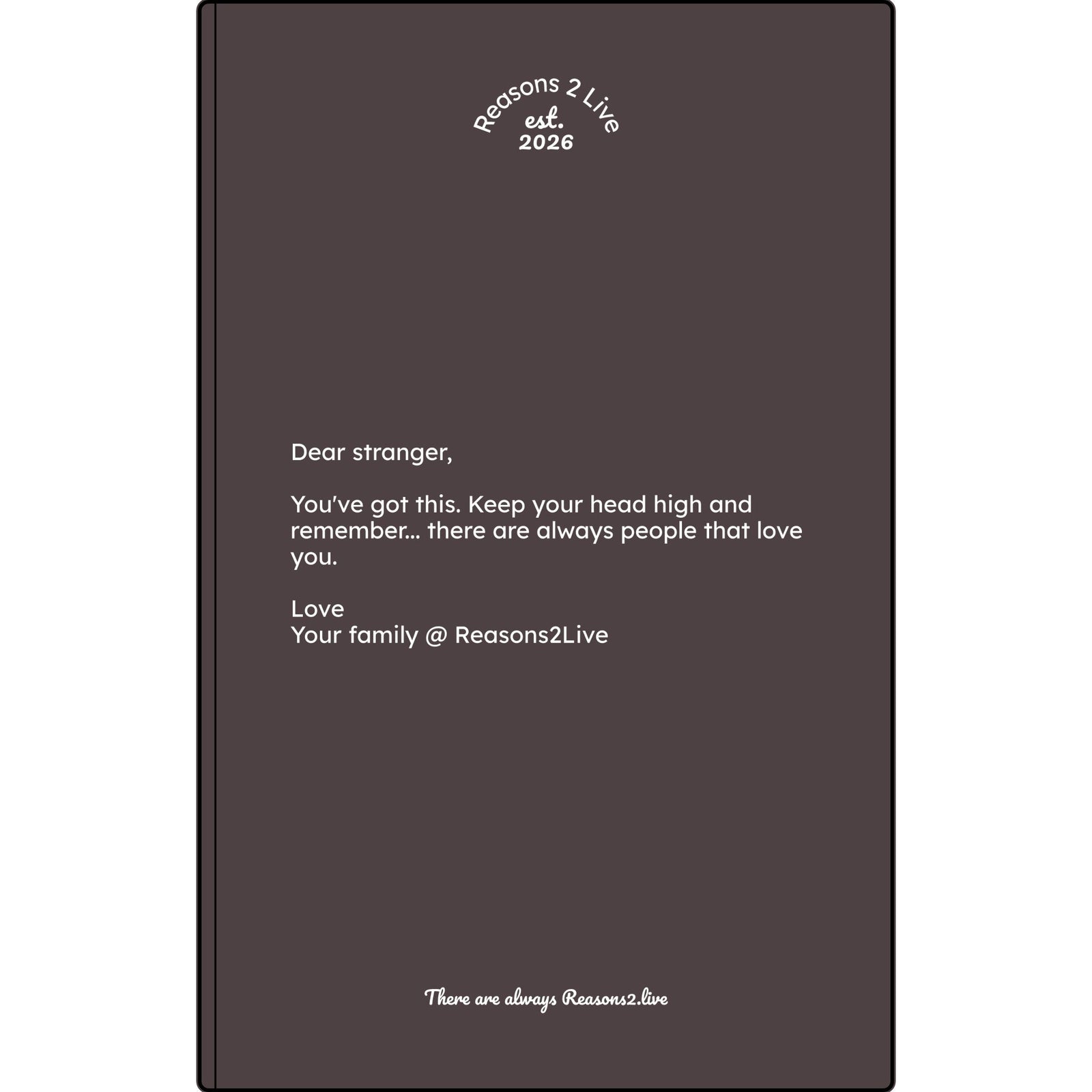 Stranger Letter #1 — Reasons2Live Quote Journal | Limited Monthly Drop
